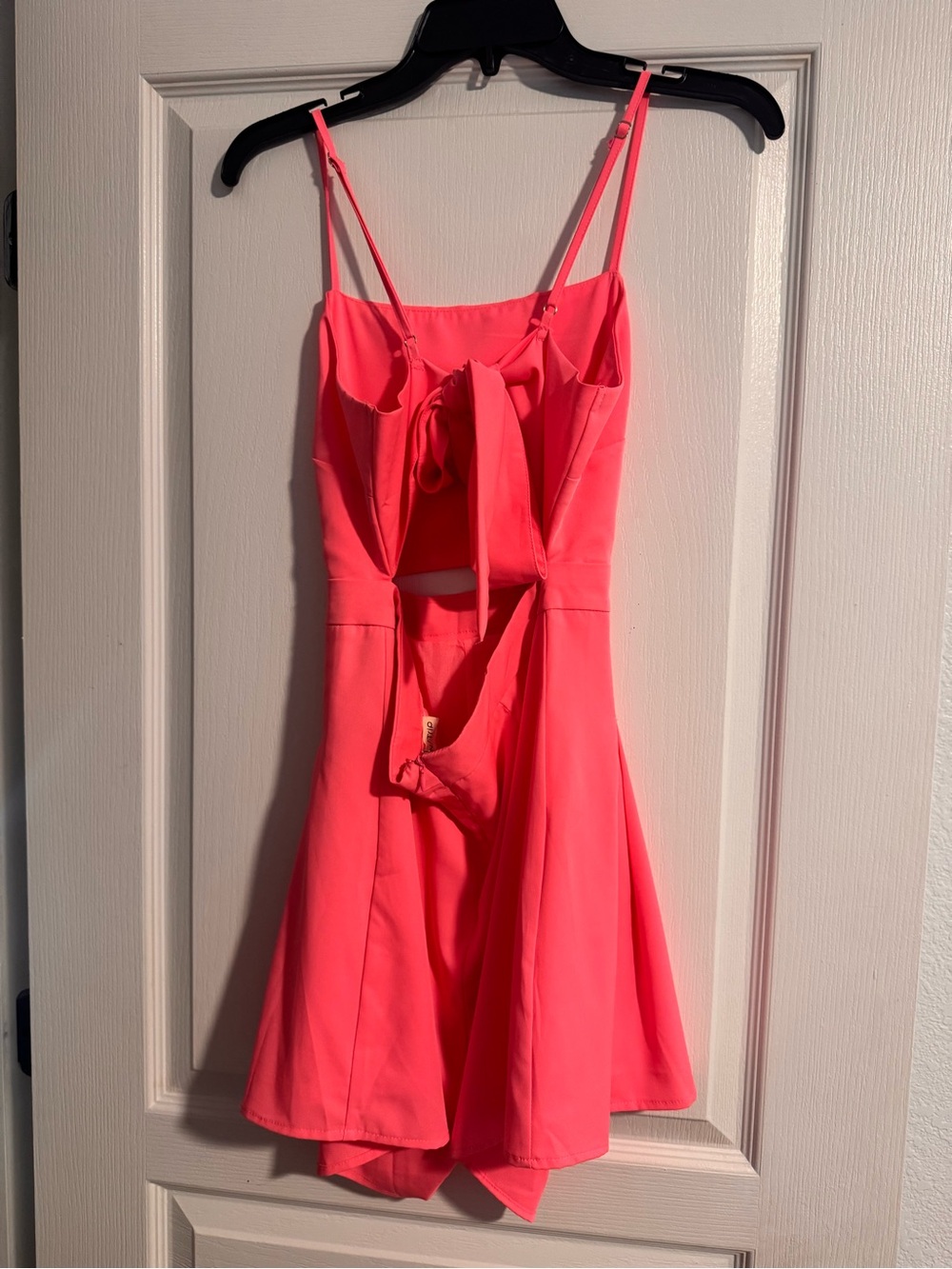 Main Strip Neon Pink Cutout Romper with Spaghetti Straps - Picture 5 of 10